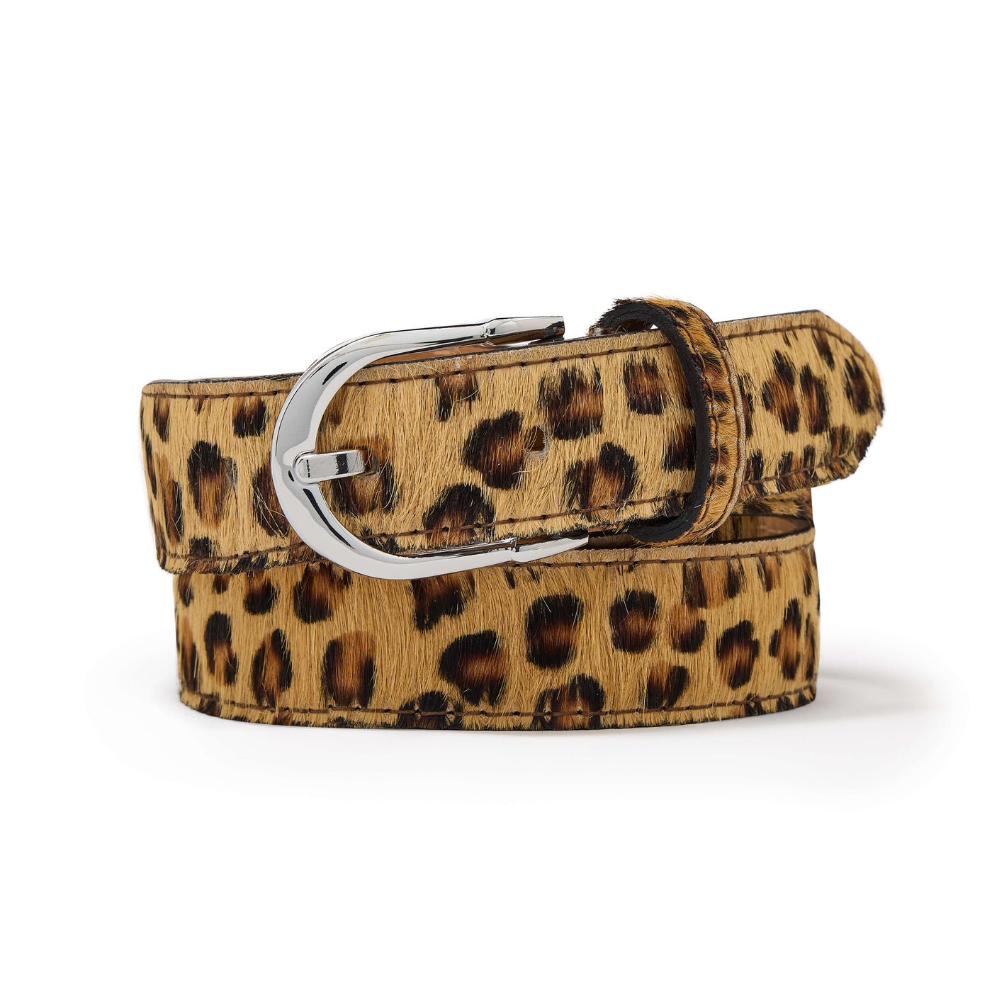 Animal Print Leather Belt - Leopard