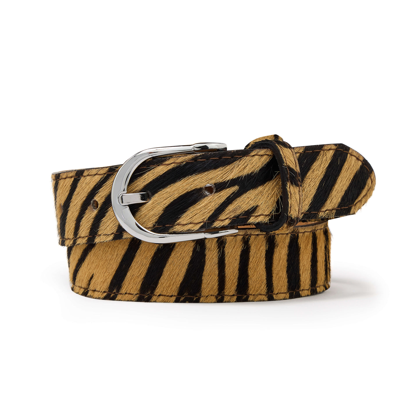 Animal Print Leather Belt - Tiger