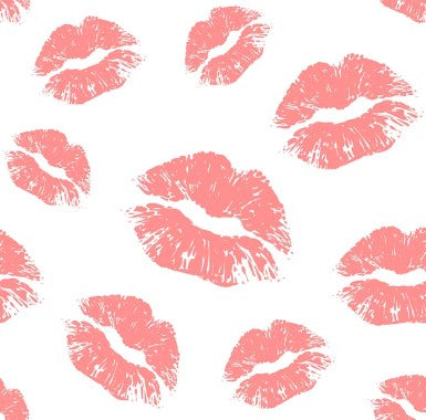 pink lipstick marks artwork on white background