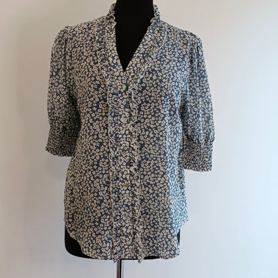 #25 Emily Blue Silk Shirt - SAMPLE - SIZE SMALL (UK 8/10)