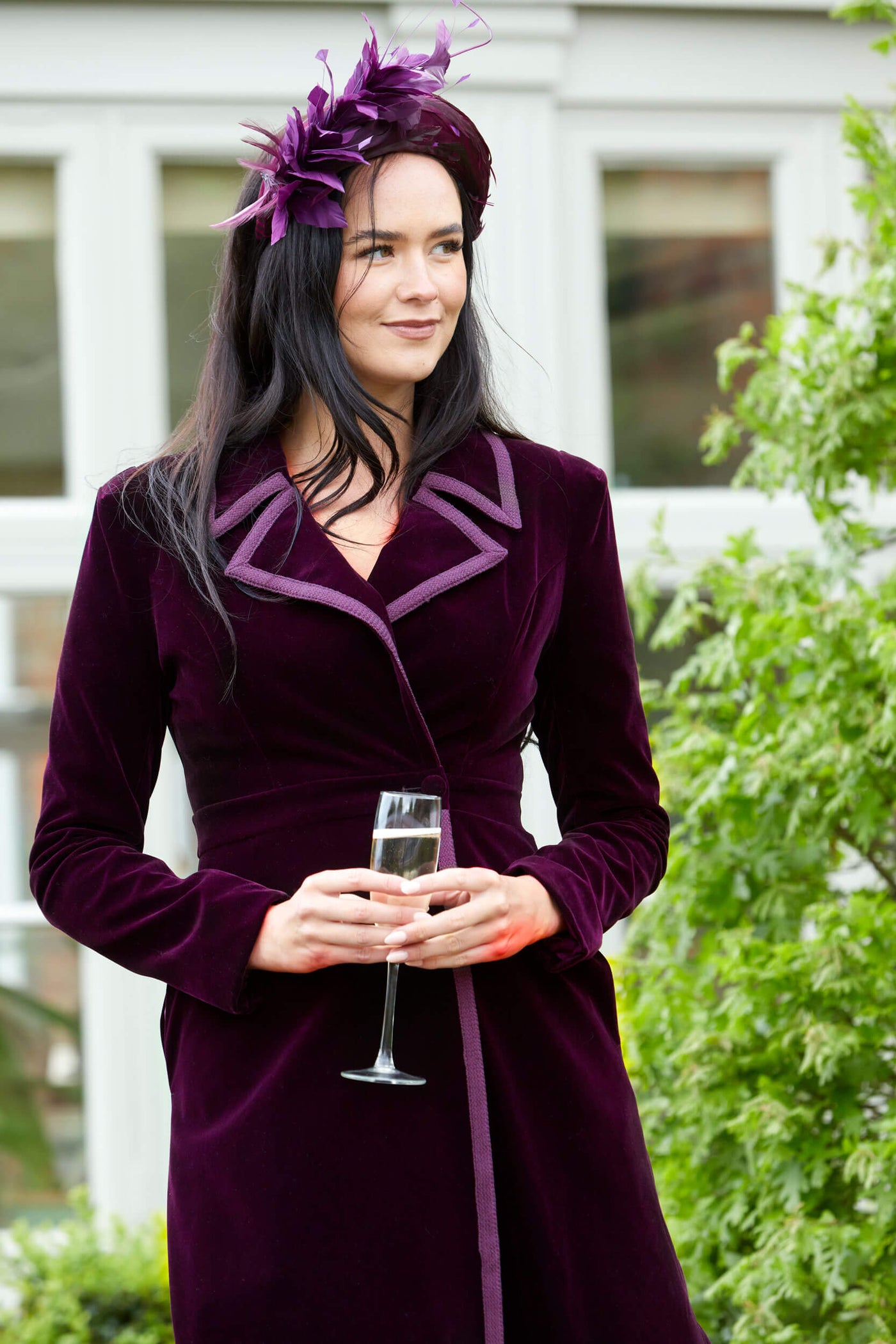 Isla - Velvet Dress Coat - Purple