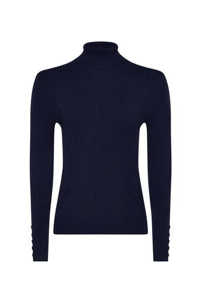 Navy Bella Roll Neck Sweater