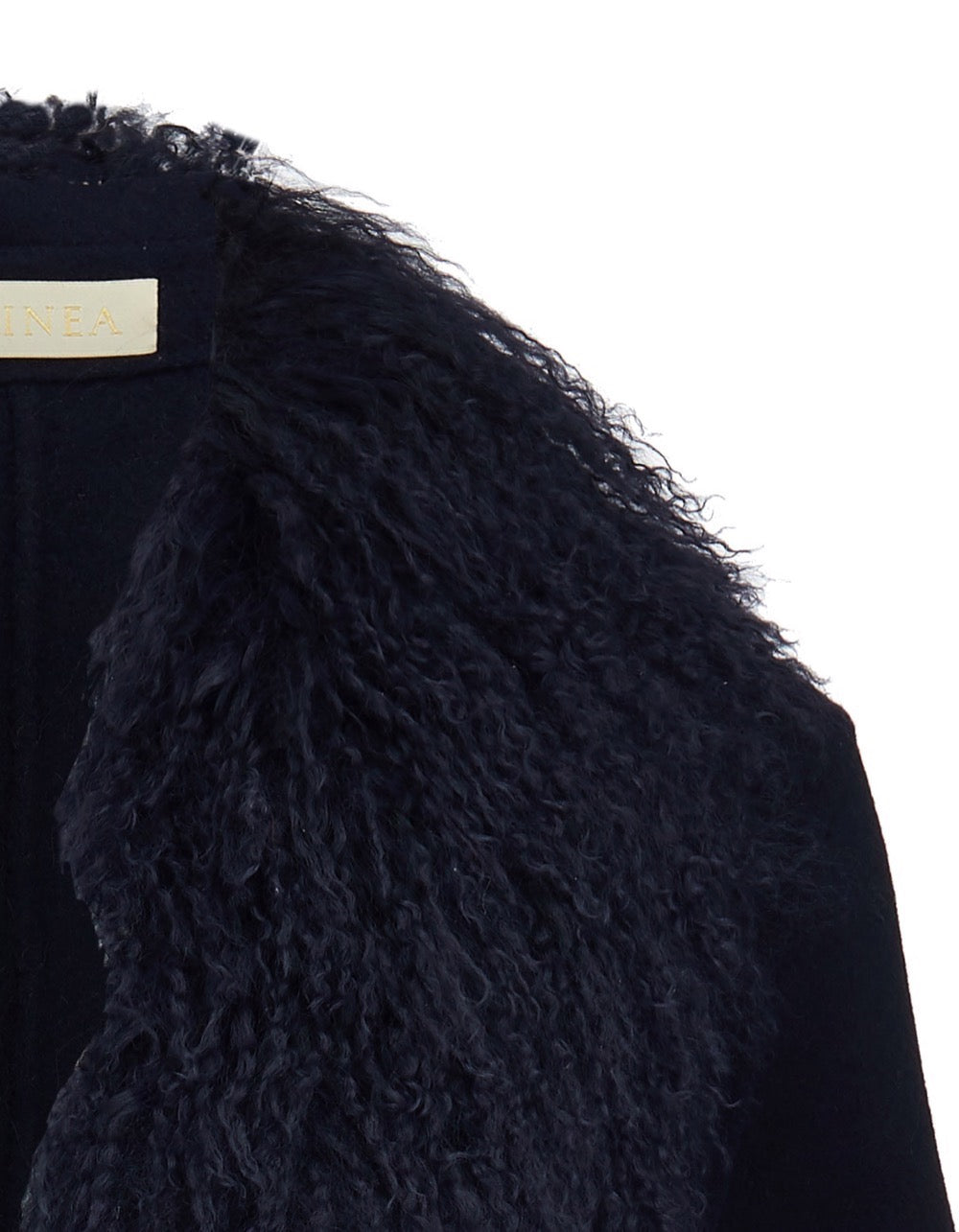 Marianne Cashmere Coat With Mongolian Wool Trims - Navy