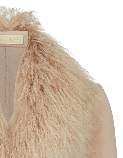 Marianne Cashmere Coat With Mongolian Wool Trims - Cream