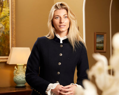 Newbury Navy Jacket - Wool With Velvet Trims