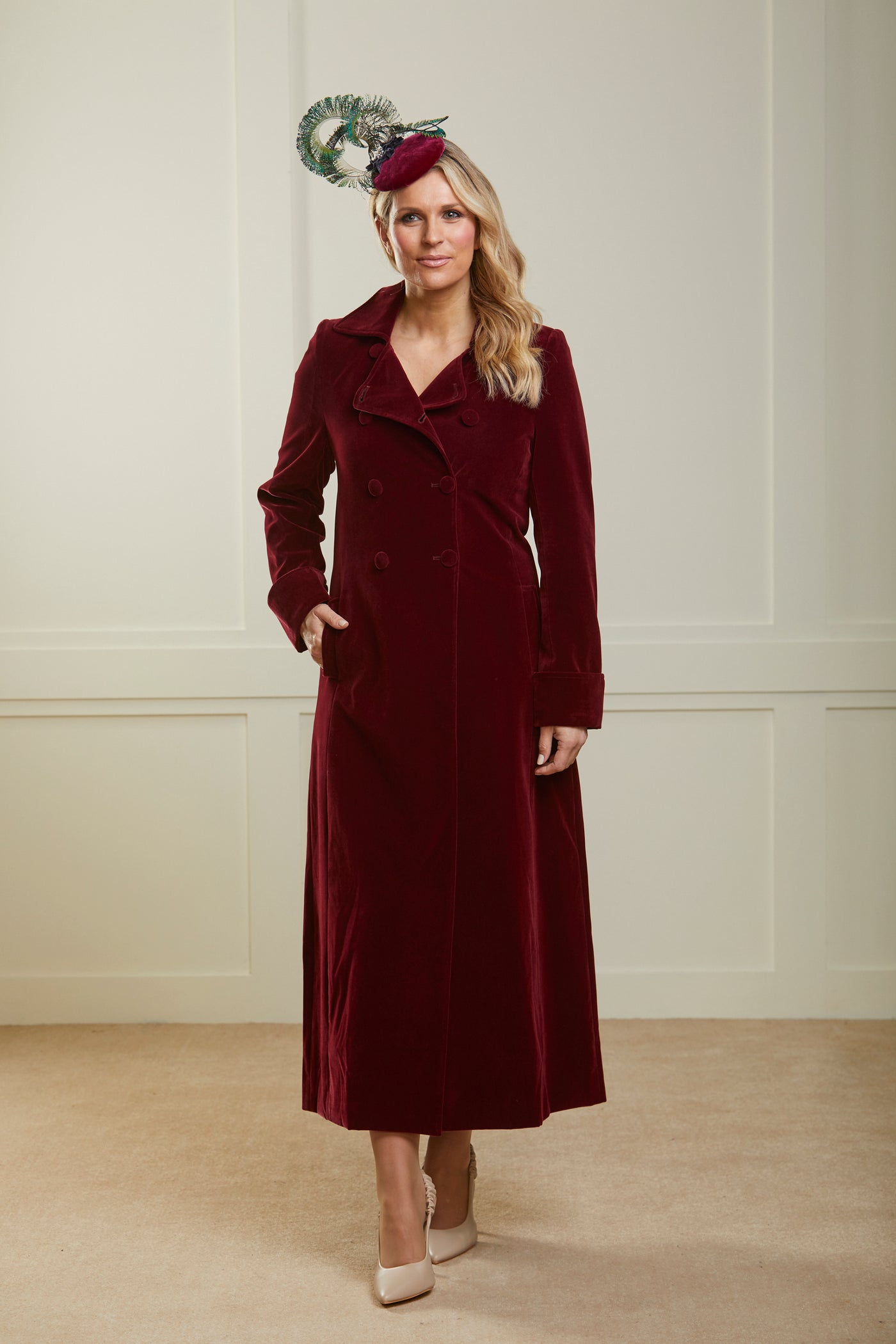 Delphi Long Red Velvet Coat - Boho Glamour - 30% OFF