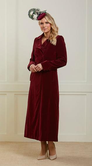 Delphi Long Red Velvet Coat - Boho Glamour