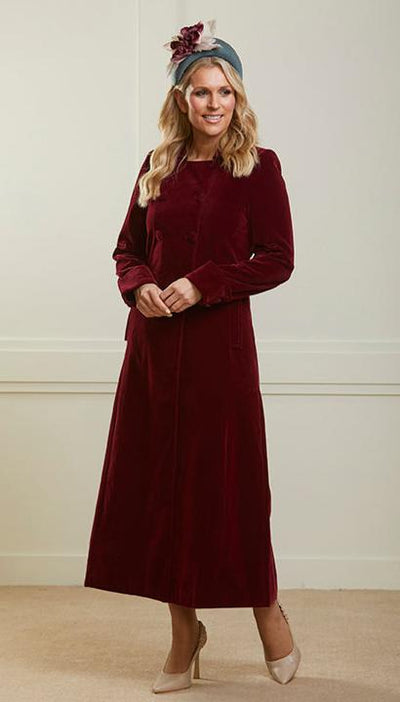 Delphi Long Red Velvet Coat - Boho Glamour