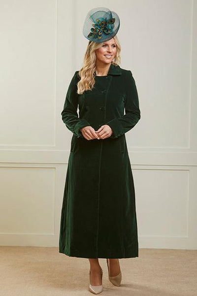 Delphi Long Green Velvet Coat - Boho Glamour