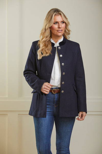 Newbury Navy Jacket - Wool With Velvet Trims