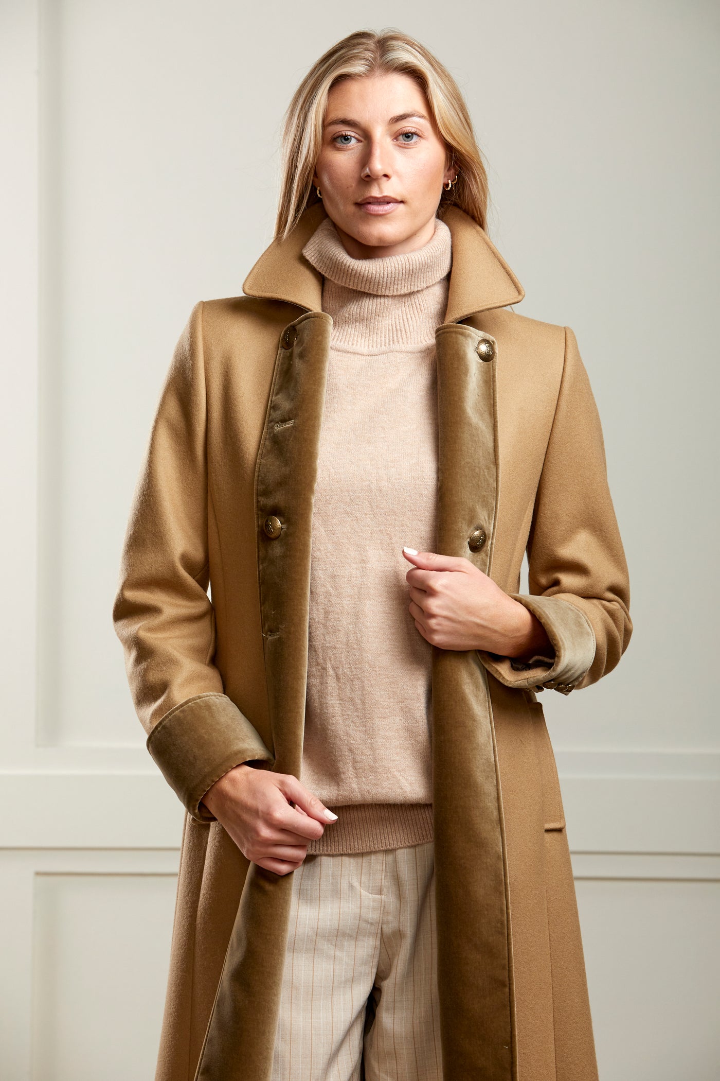 Trench Coat – Long Camel Coat - Velvet Cuff - LIMITED EDITION
