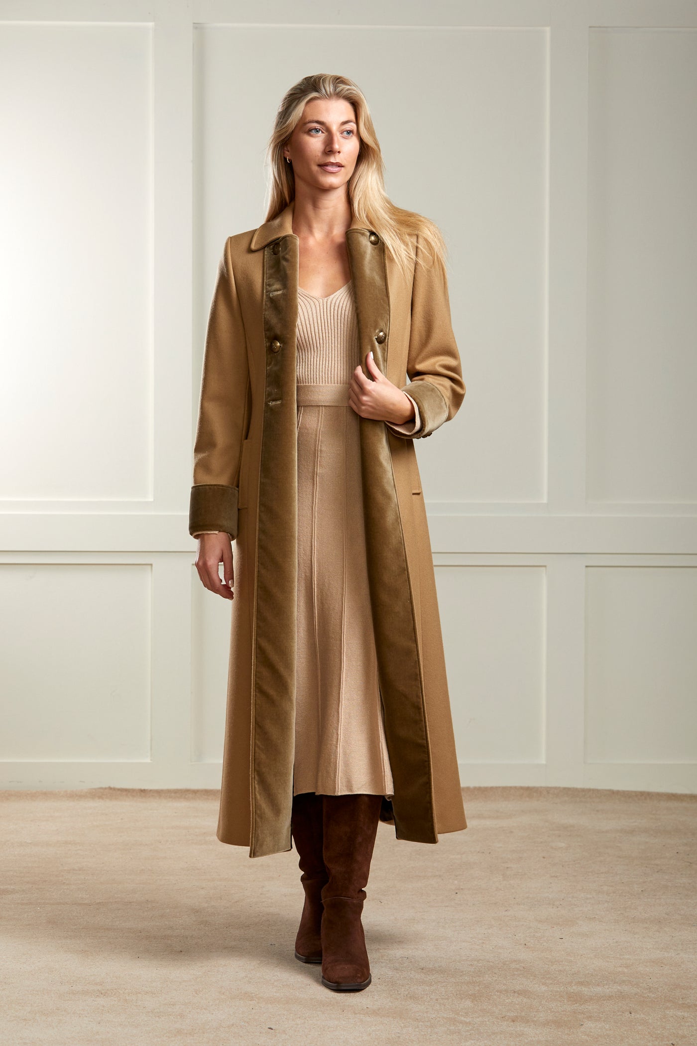Trench Coat – Long Camel Coat - Velvet Cuff - LIMITED EDITION