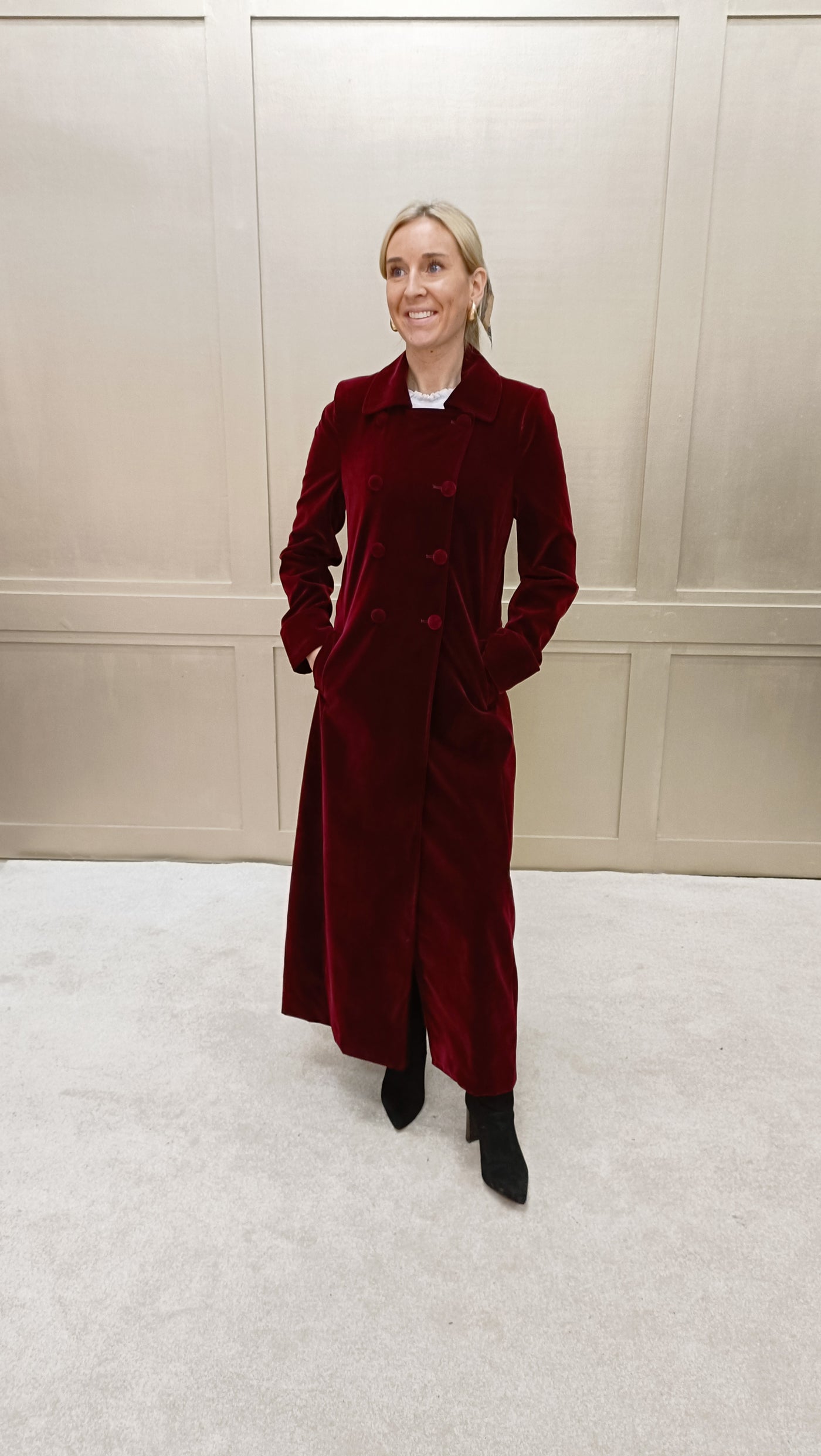 Delphi Long Red Velvet Coat - Boho Glamour - 50% OFF