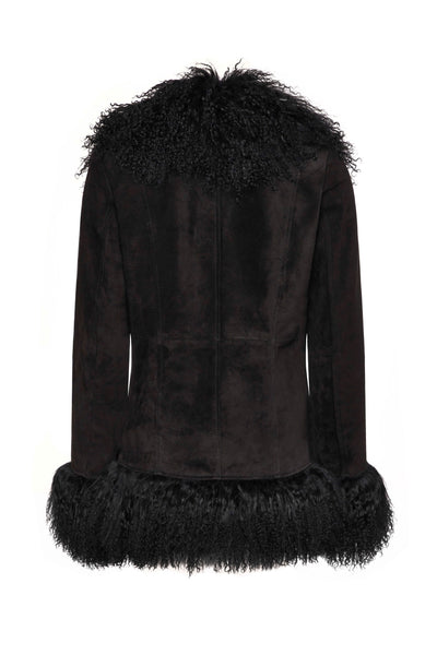 Esme Suede and Mongolian Wool Jacket - Black