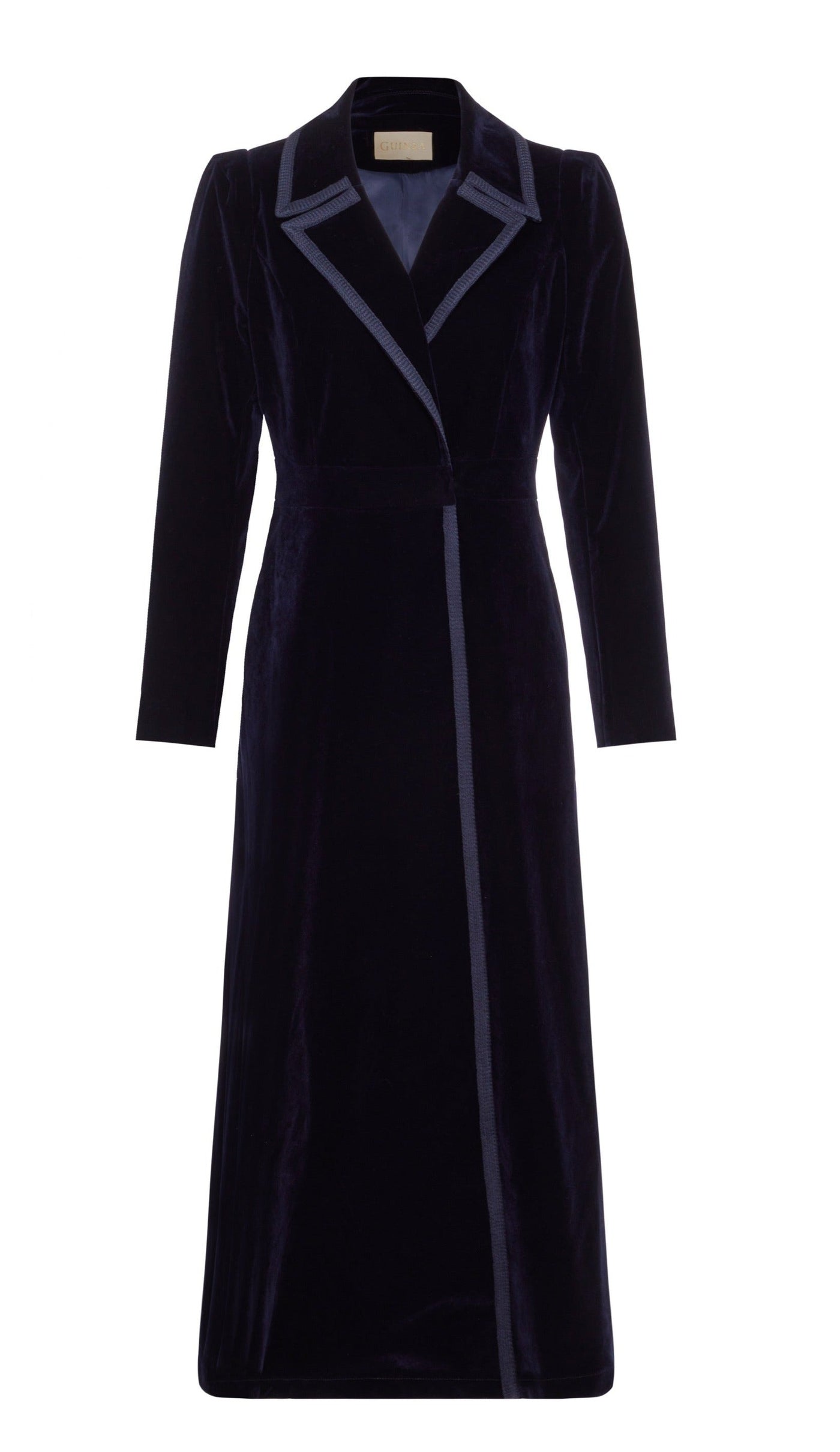 #93 Isla - Velvet Dress Coat - Navy Blue - FAULT - SIZE SMALL (UK 8/10)