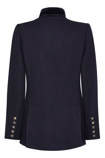 Newbury Navy Jacket - Wool With Velvet Trims