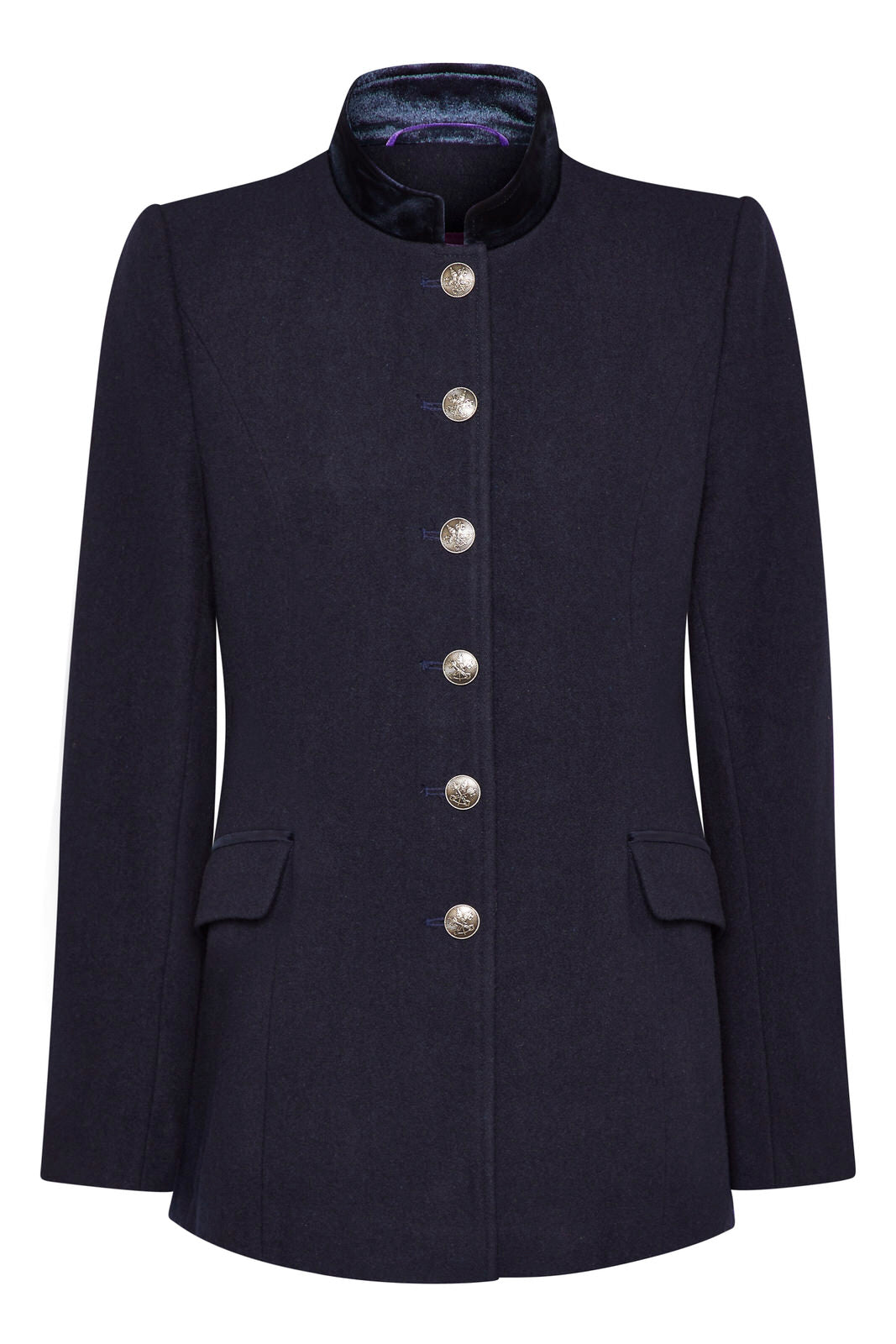 Newbury Navy Jacket - Wool With Velvet Trims