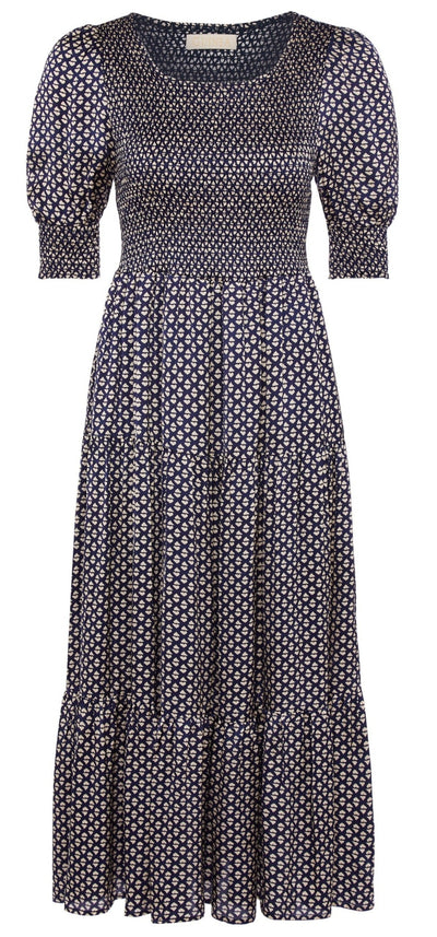 Phoebe Navy Blue Heart Print