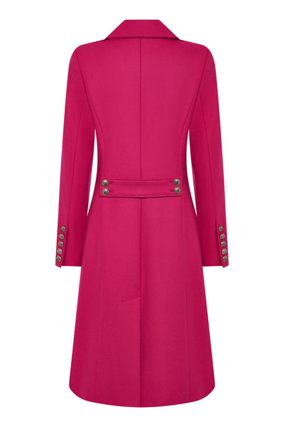 York - LIMITED EDITION Pink Wool Coat - Double Breasted Military Style