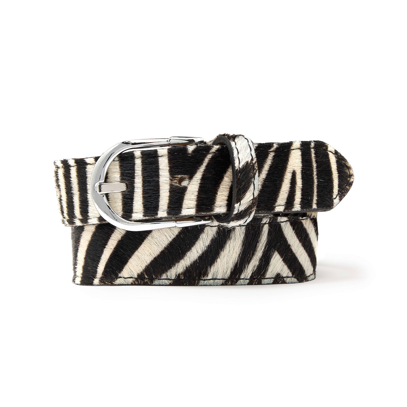 Animal Print Leather Belt - Zebra