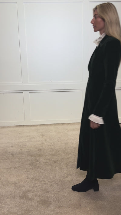 Isla - Velvet Dress Coat - Green