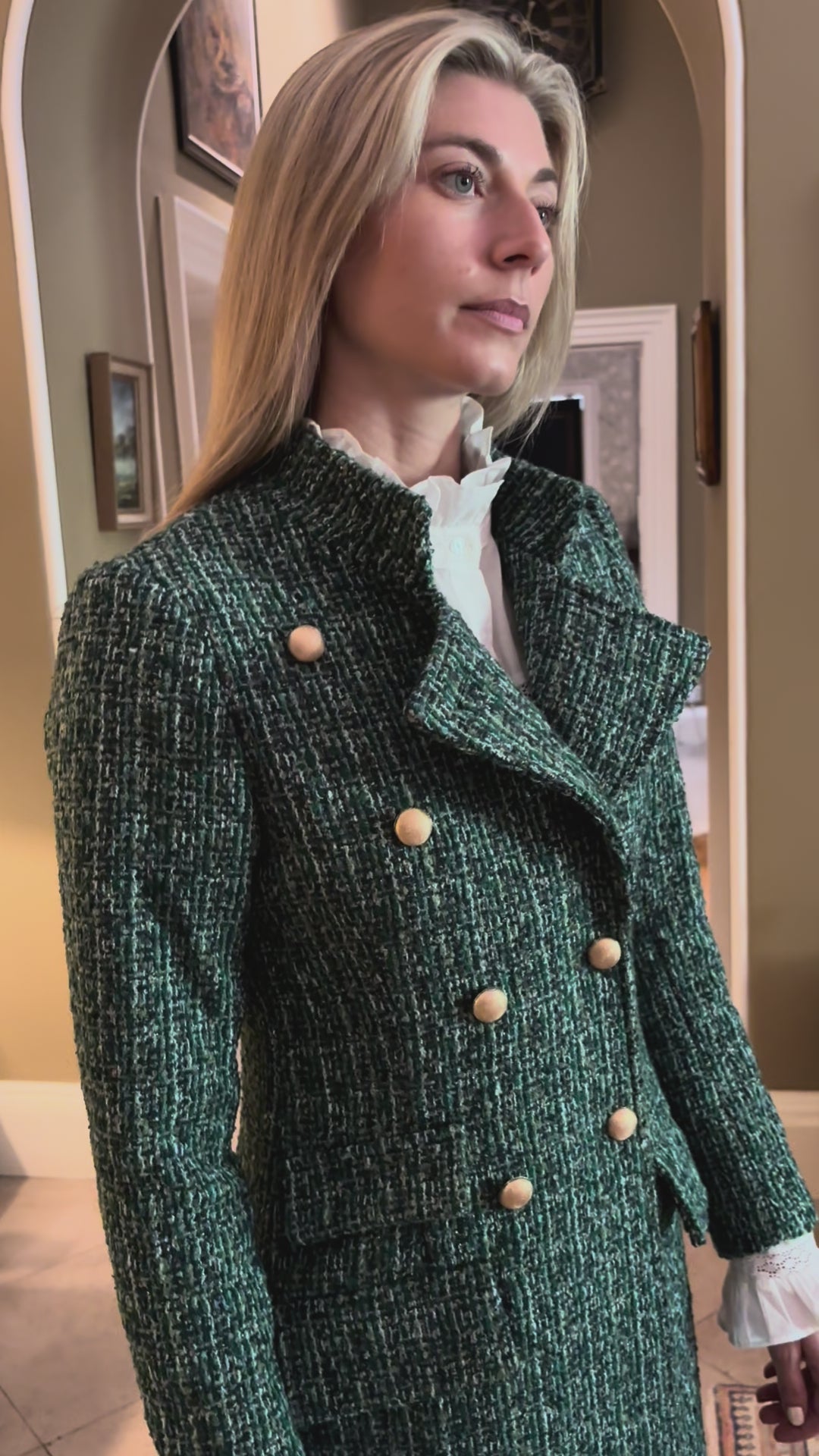 Knightsbridge Green Boucle Coat