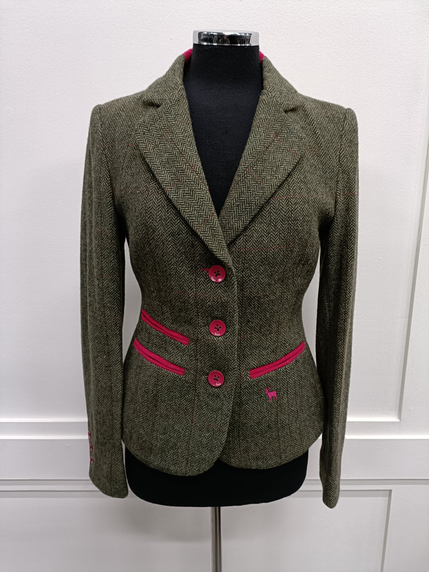 #538 Green Tweed Jacket Sample - Fits UK Size 10