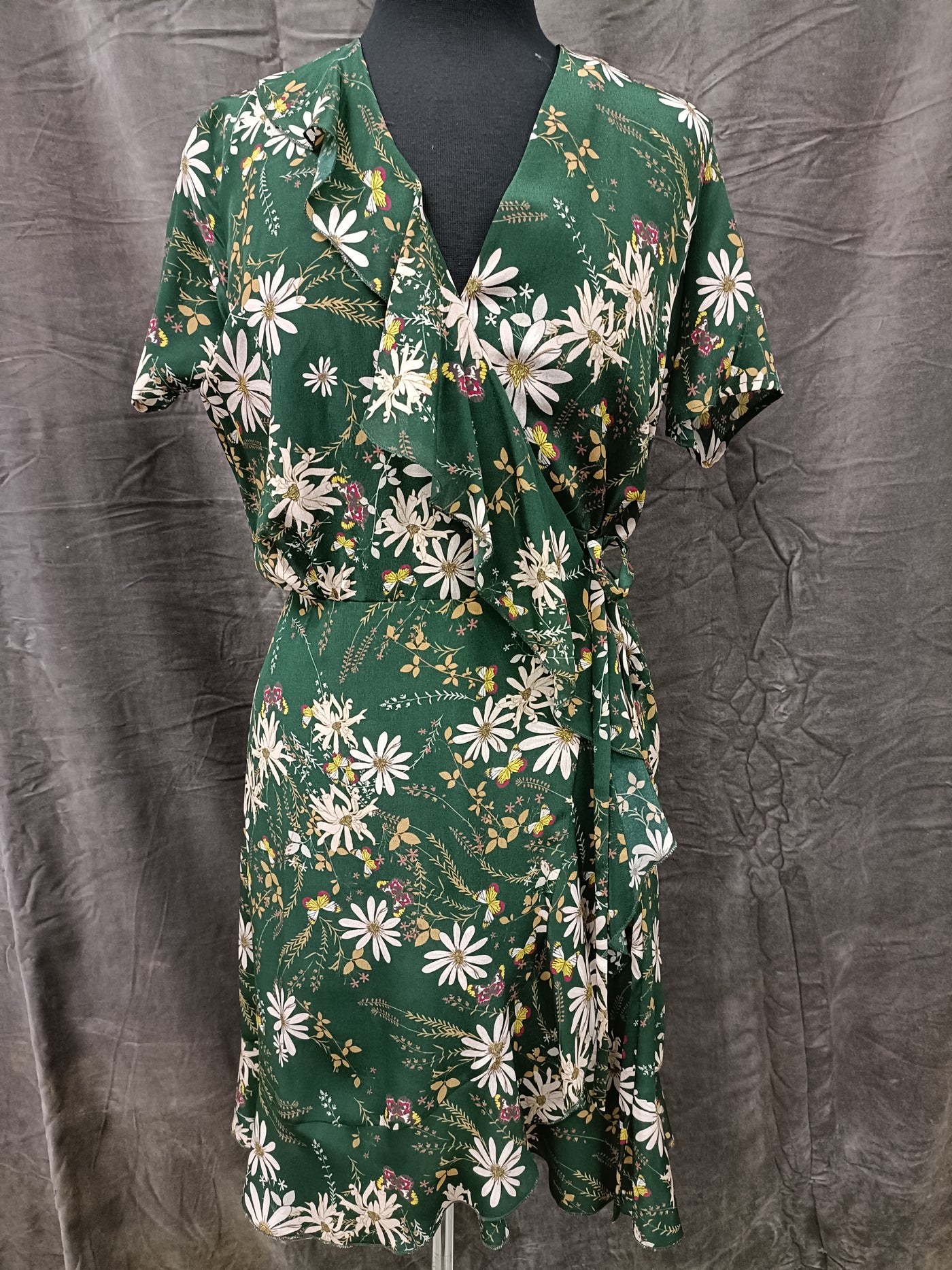 #413 Pure Silk Wrap Dress - Sample - Size Small