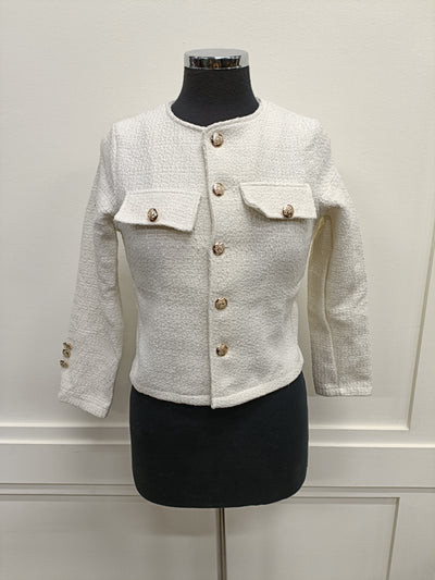 #544 XS Cream Boucle Jacket - Sample - Fits UK Size 6