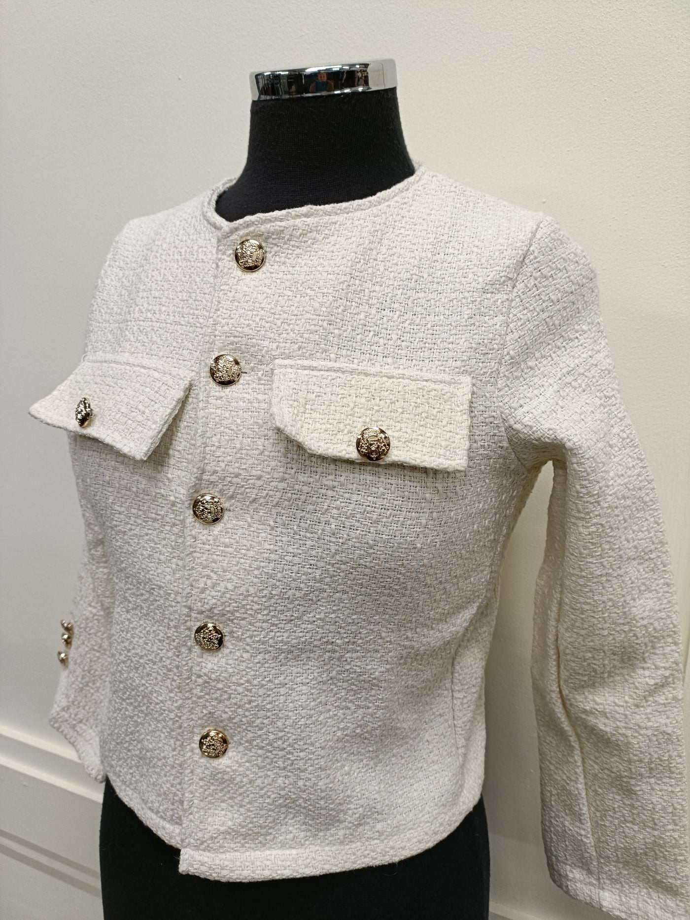 #544 XS Cream Boucle Jacket - Sample - Fits UK Size 6