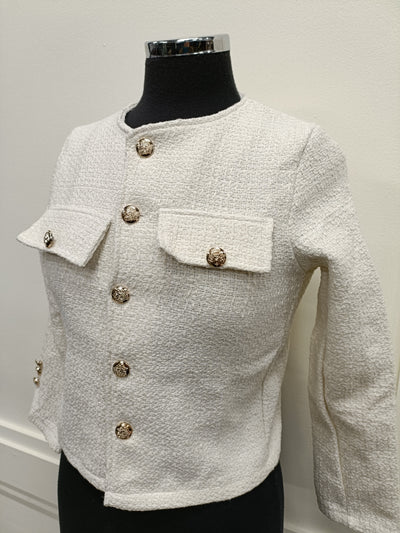 #544 XS Cream Boucle Jacket - Sample - Fits UK Size 6