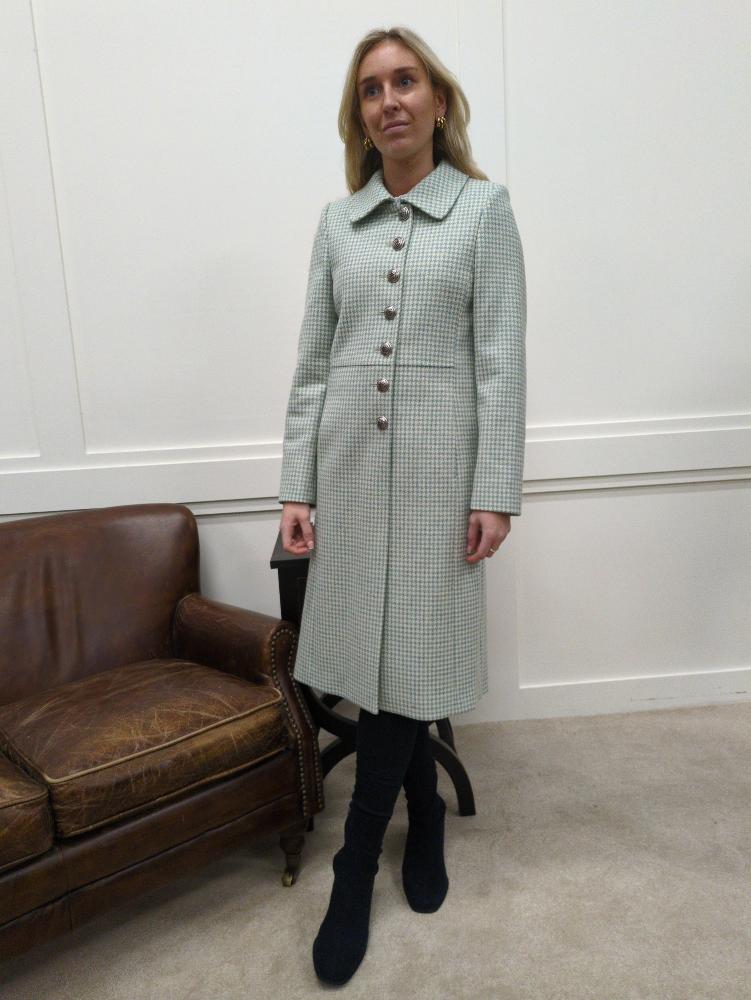 Brompton Pale Blue Check Wool Coat