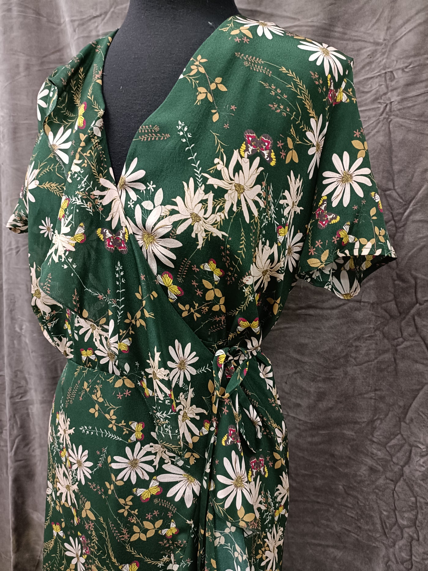 #413 Pure Silk Wrap Dress - Sample - Size Small