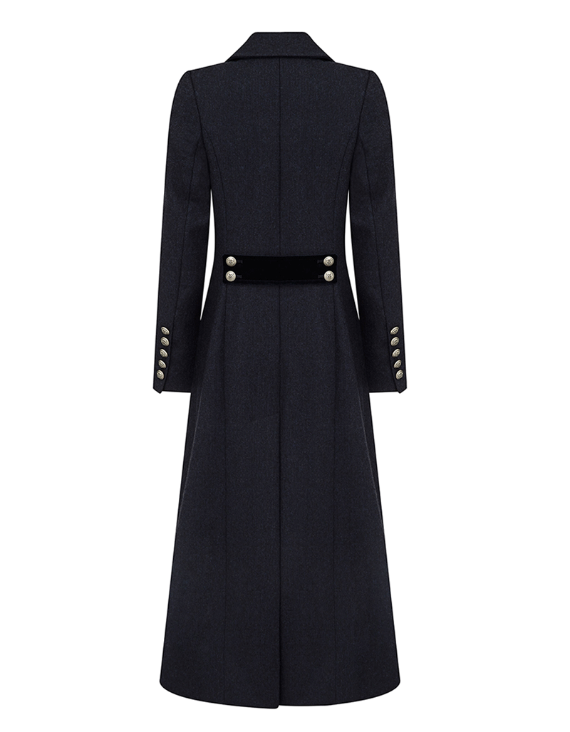 Trench Coat Long Navy Coat Pure Wool – GUINEA - Main Image