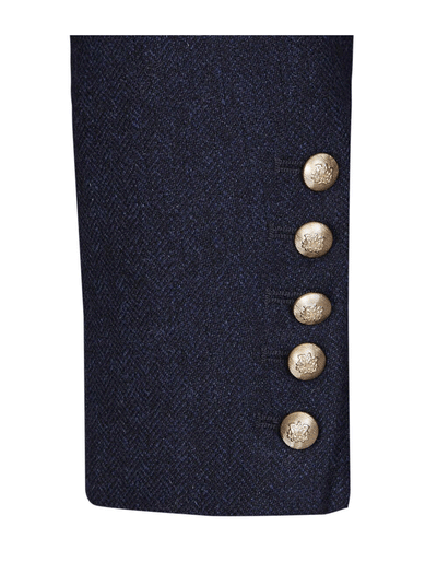 Military button detailing on Newbury women's navy wool jacket