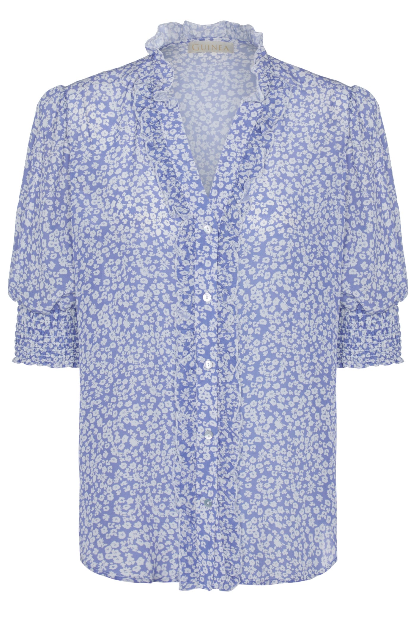 Women's pale blue summer shirt in pure silk