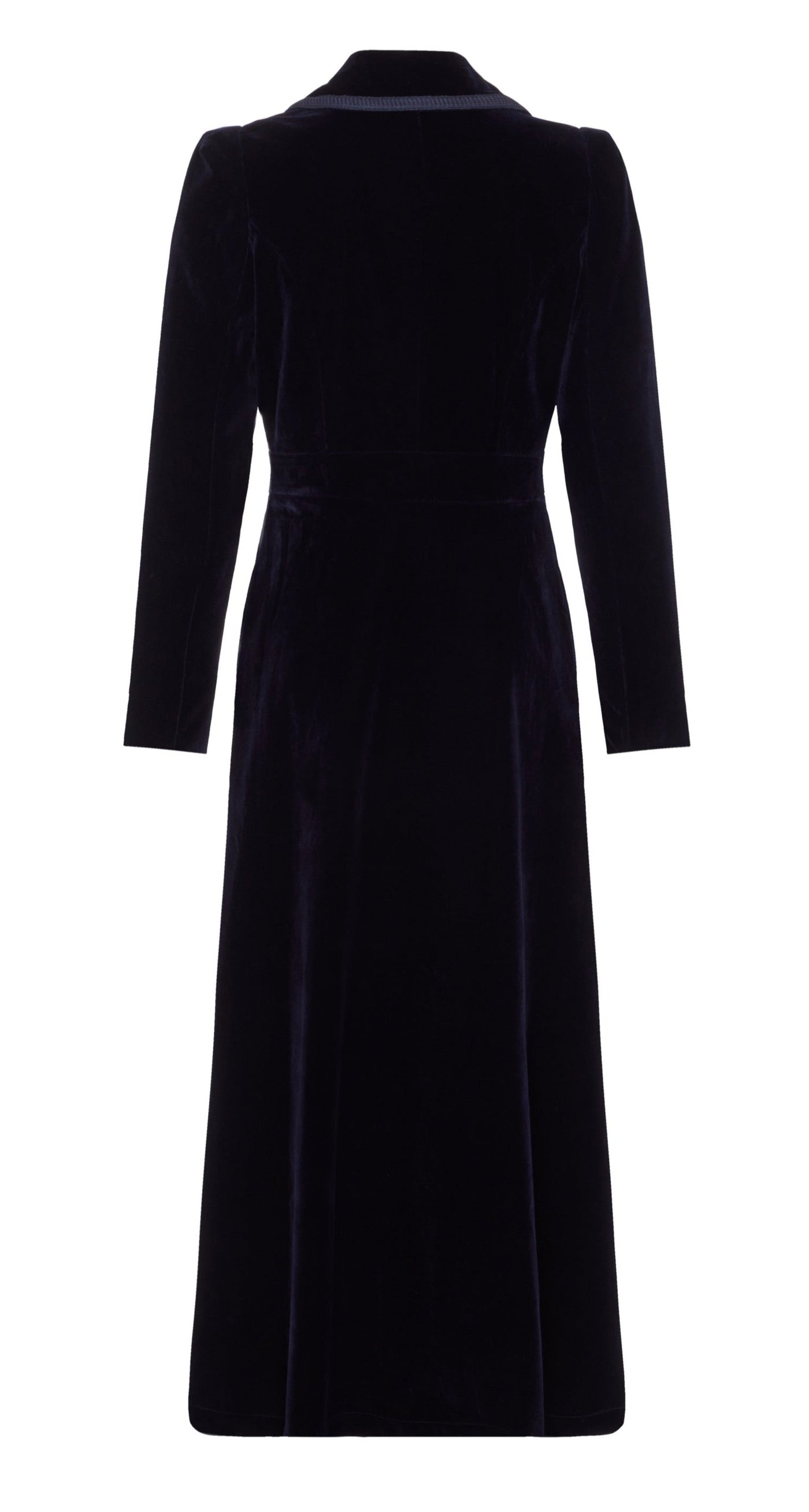 Isla - Blue Velvet Dress Coat - 60% OFF